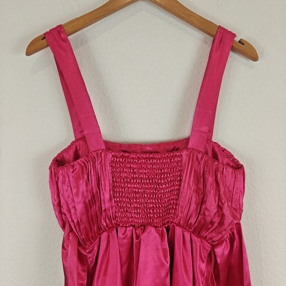 Anthropologie Maeve Nwot Pink Bow-Tie Satin Mini Dress Fairycore Whimsical Sz 4 - Picture 15 of 16